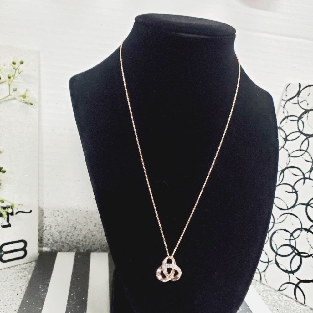 Genuine 18k Rose Gold Over 925 18' Designer Necklace & Pendant Authentic LG